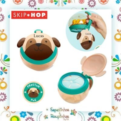 Skip Hop - Porta Snack Zoo Cachorro Pug com gravação a laser