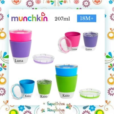 Munchkin - Conjunto de Copos com Tampa 207ml 18M+ com gravação a laser