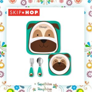 Skip Hop - Conjunto Hora da Refeição Pug com gravação a laser - Imagem 5