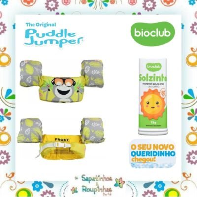 BioClub/Puddle Jumper - Kit Colete Flutuante 14-23kg e Protetor Solar Solzinho Stick 15g