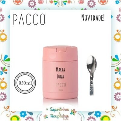 Pacco - Pote Térmico Food Jar 350ml Rose com gravação a laser