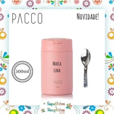 Pacco - Pote Térmico Food Jar 500ml Rose com gravação a laser