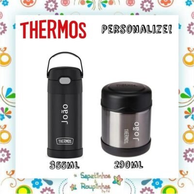 Thermos - Kit Preto e Grafite com gravação a laser