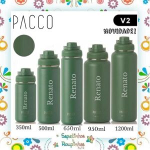 Pacco - Garrafa Térmica Hydra V2 Verde Militar com gravação a laser