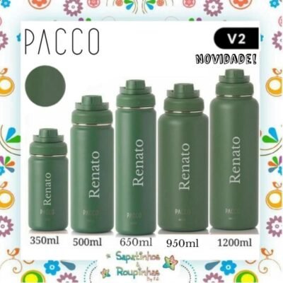 Pacco - Garrafa Térmica Hydra V2 Verde Militar com gravação a laser