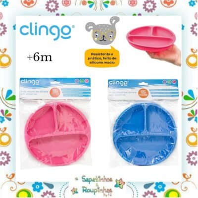 Clingo - Prato Infantil em Silicone com Divisórias