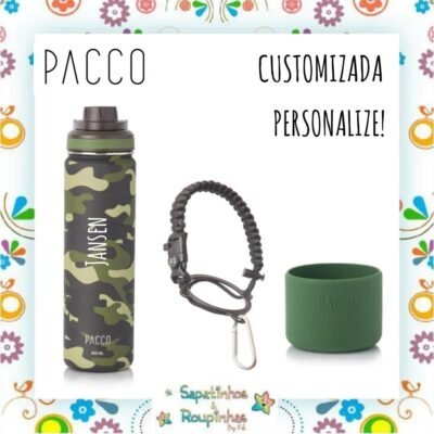 Pacco - Kit Garrafa Térmica, Alça e Capa Protetora com gravação a laser