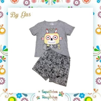Bygus - Pijama Robô Cinza