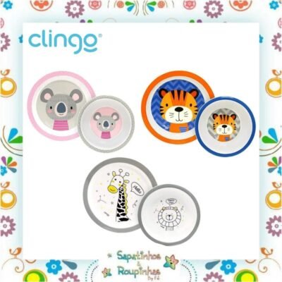 Clingo - Kit Prato e Tigela Infantil Zoo
