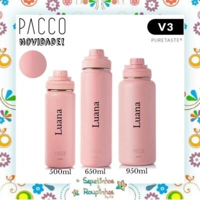 Pacco - Garrafa Térmica Hydra V3 Puretaste Rose com gravação a laser