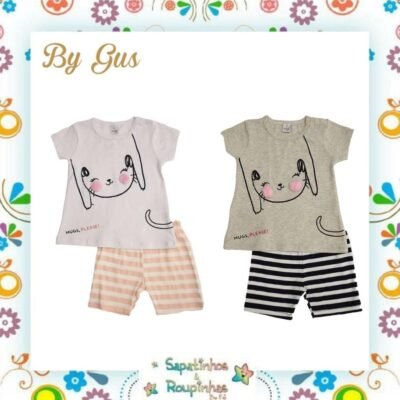 Bygus - Conjunto Infantil Bebê Listrado Pompom