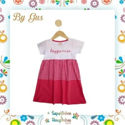 Bygus - Vestido Infantil Estampa Xadrez Vichy
