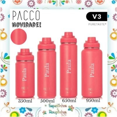 Pacco - Garrafa Térmica Hydra V3 Puretaste Cereja com gravação a laser
