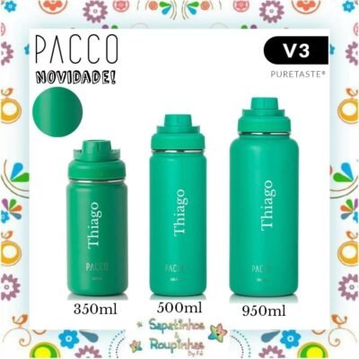 Pacco - Garrafa Térmica Hydra V3 Puretaste Esmeralda com gravação a laser