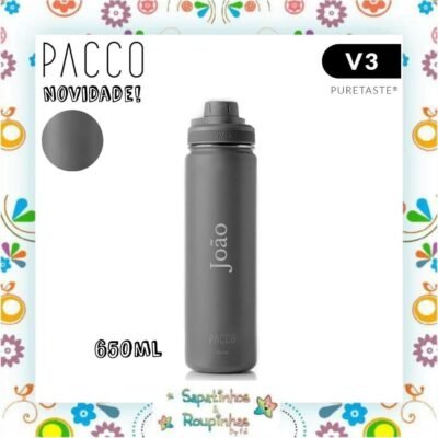 Pacco - Garrafa Térmica Hydra V3 Puretaste Cinza 650ml com gravação a laser