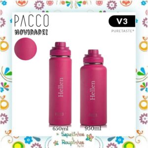 Pacco - Garrafa Térmica Hydra V3 Puretaste Fúcsia com gravação a laser