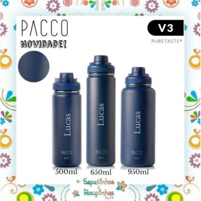 Pacco - Garrafa Térmica Hydra V3 Puretaste Marinho com gravação a laser