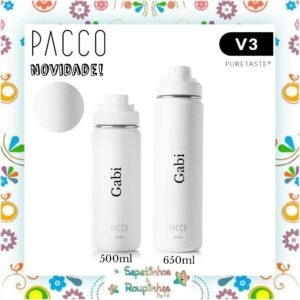 Pacco - Garrafa Térmica Hydra V3 Puretaste Branca com gravação a laser