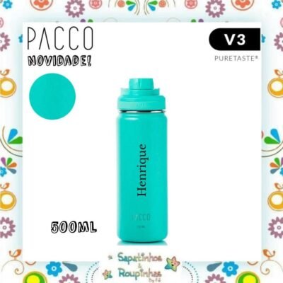Pacco - Garrafa Térmica Hydra V3 Puretaste Turquesa com gravação a laser