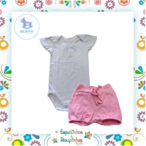 Estilinho - Conjunto Infantil Body e Shorts Bordado - Imagem 4