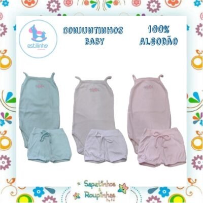 Estilinho - Conjunto Infantil Body e Shorts de bolinha