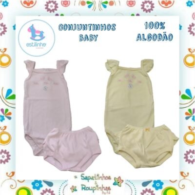Estilinho - Conjunto Infantil Body e Tapa Fralda Bordado
