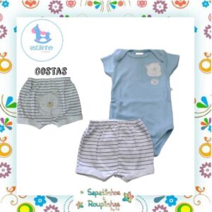 Estilinho - Conjunto Infantil Ursinho Body e Shorts - Imagem 3