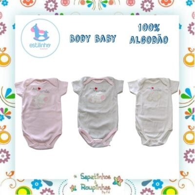 Estilinho - Body Infantil Elefantinhos Eu Amo Mamãe