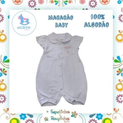 Estilinho - Macacão Infantil Manga Curta Baby Flor