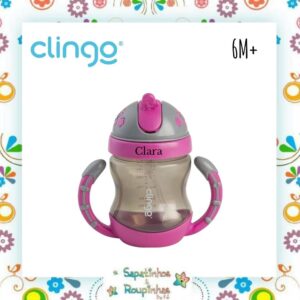Clingo - Kit Tigelas c/Tampa e Copo c/Canudo 6M+ Rosa com gravação a laser  - Imagem 7
