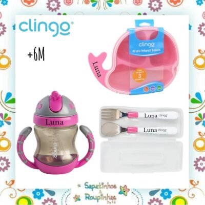 Clingo - Kit Alimentação Rosa com gravação a laser