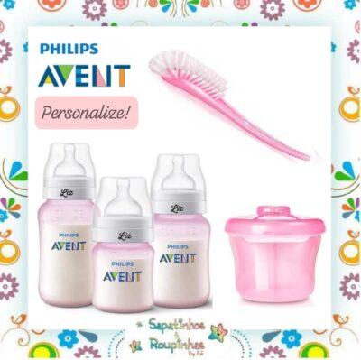 Philips Avent - Kit Amamentação Rosa com gravação a laser