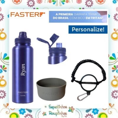 Faster - Kit Garrafa Térmica, Alça e Capa com gravação a laser 