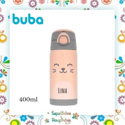 Buba - Garrafa Térmica Gummy Rosa Gatinha com gravação a laser 