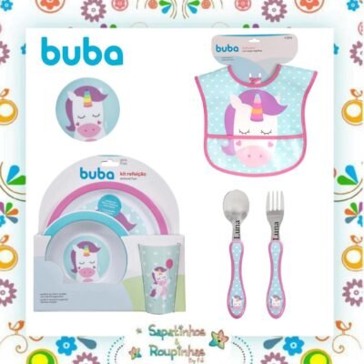 Buba - Kit Alimentação Animal Fun Unicórnio com gravação a laser