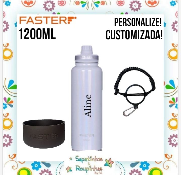 Faster - Kit Garrafa Térmica, Alça e Capa com gravação a laser