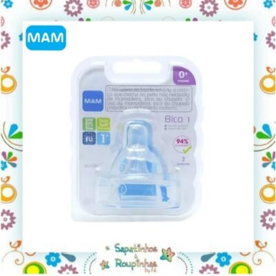 MAM - Bico Mamadeira N° 1 Ortodôntico Fluxo Lento 0+ Meses