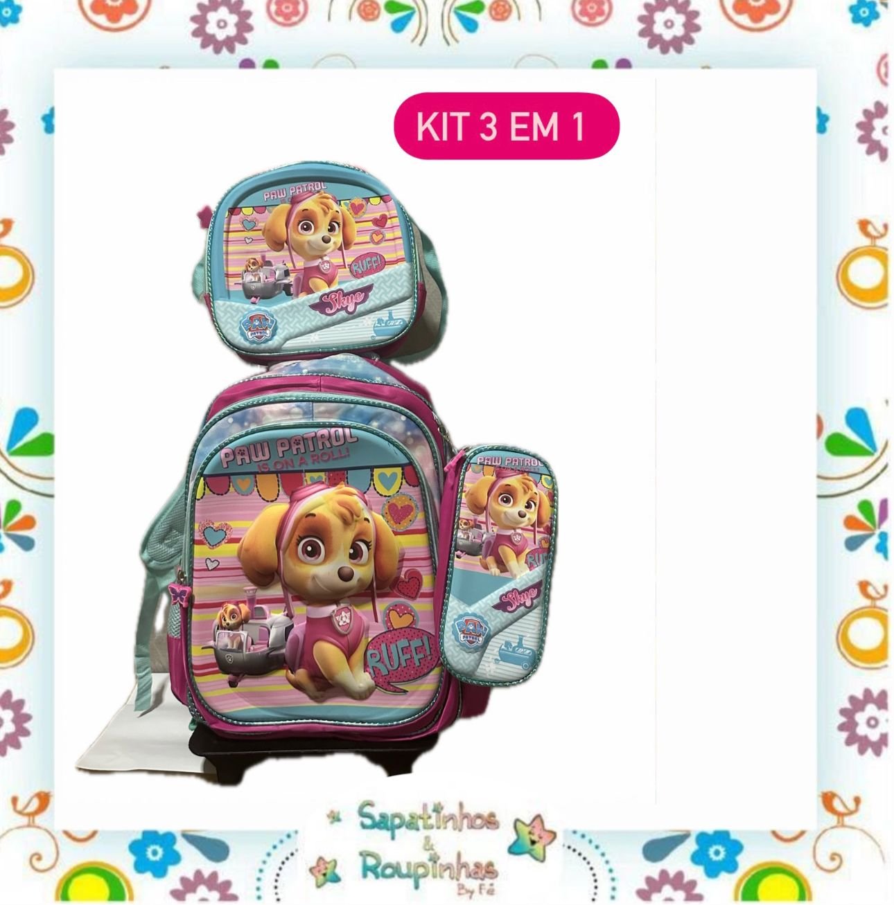 Kit 3 em 1 – Mochila de Rodinha + Lancheira + Estojo de Personagens - Imagem 3
