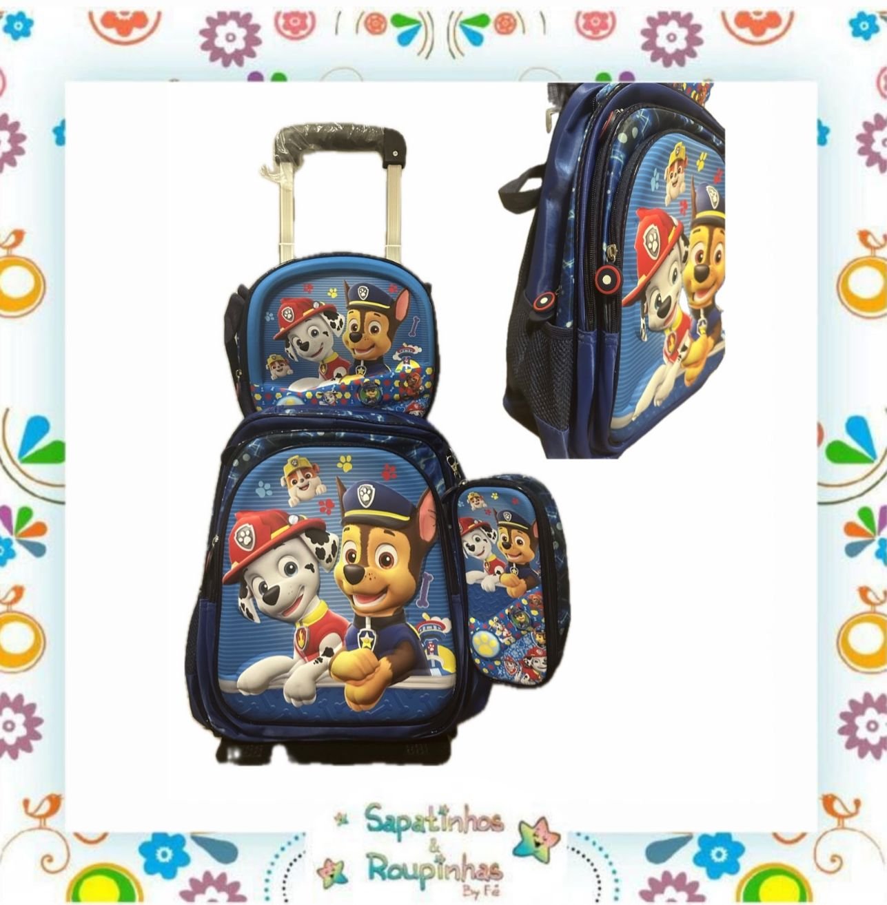 Kit 3 em 1 – Mochila de Rodinha + Lancheira + Estojo de Personagens - Imagem 8