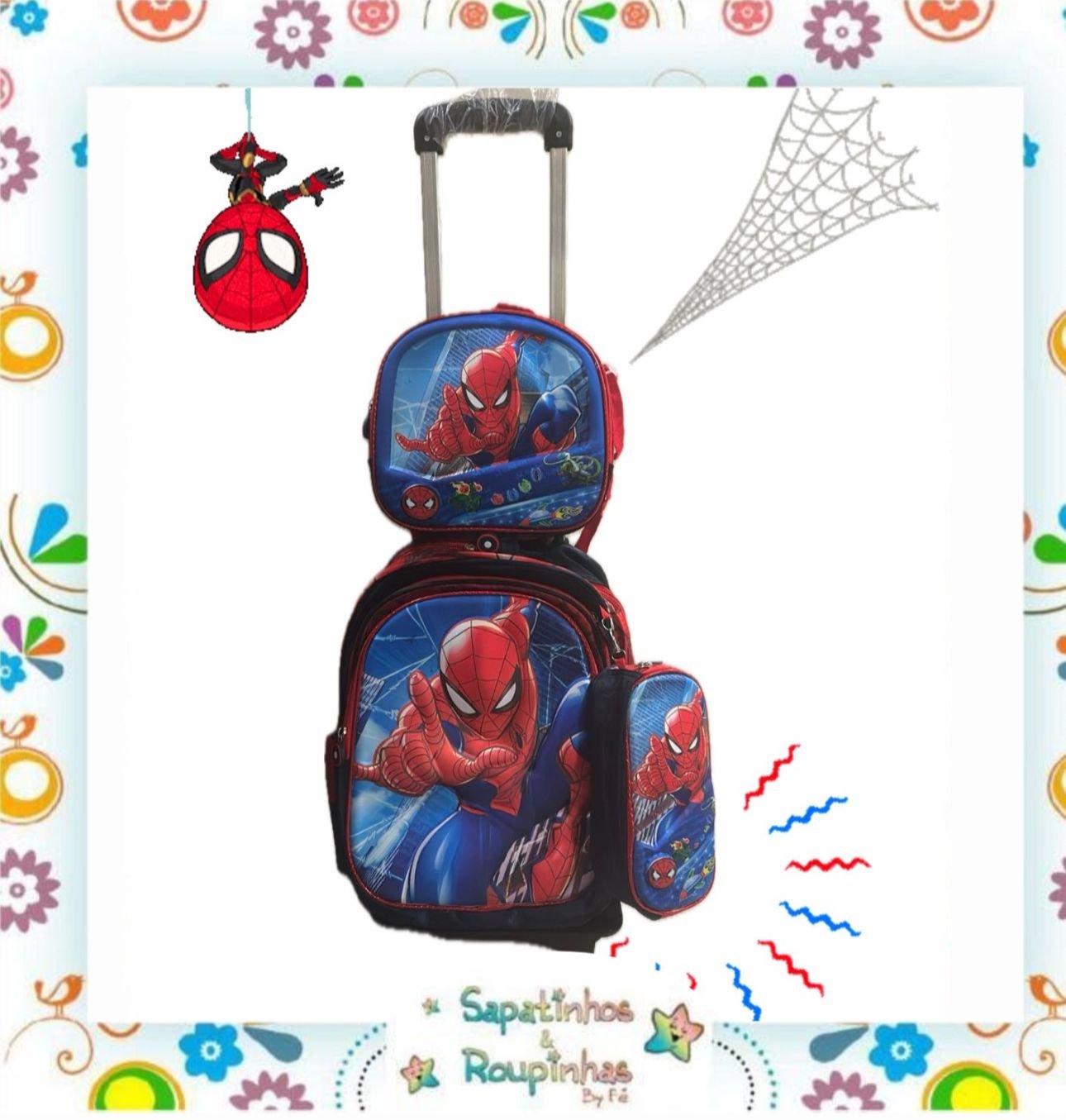 Kit 3 em 1 – Mochila de Rodinha + Lancheira + Estojo de Personagens - Imagem 17