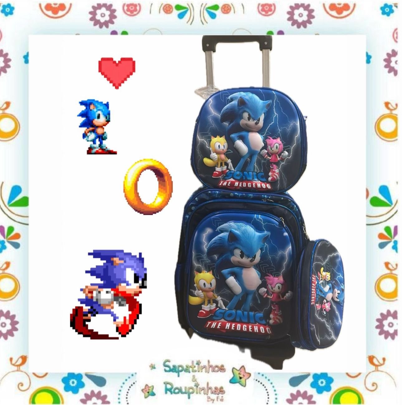 Kit 3 em 1 – Mochila de Rodinha + Lancheira + Estojo de Personagens - Imagem 22