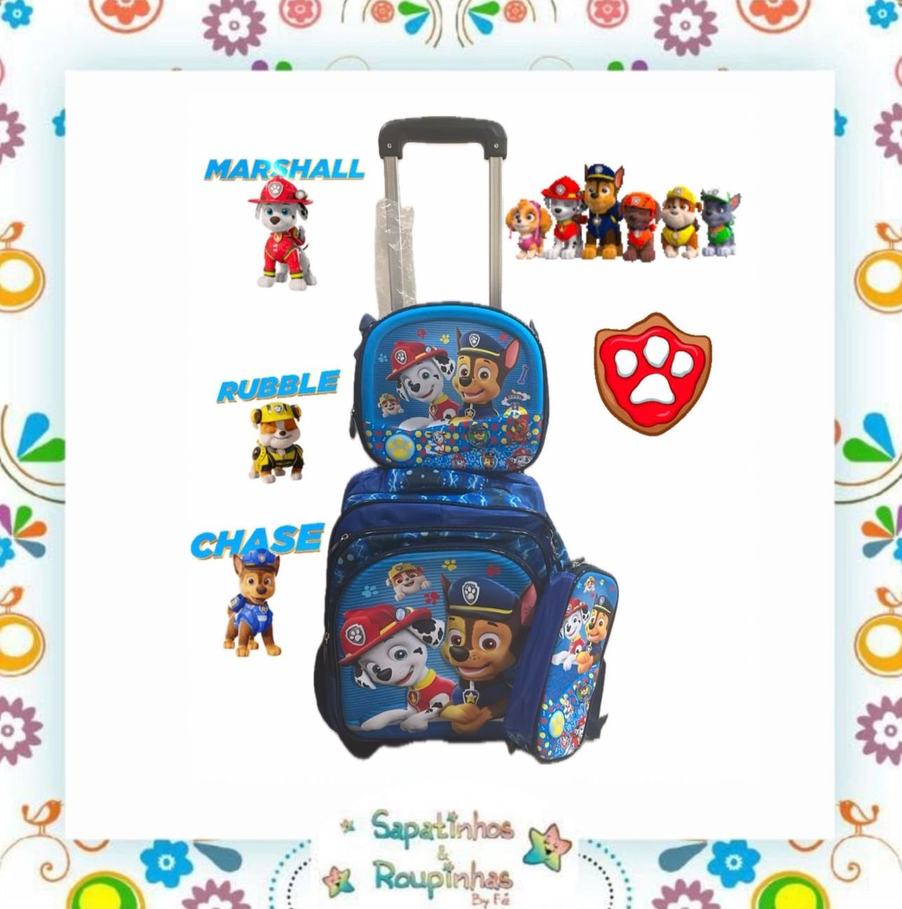 Kit 3 em 1 – Mochila de Rodinha + Lancheira + Estojo de Personagens - Imagem 12