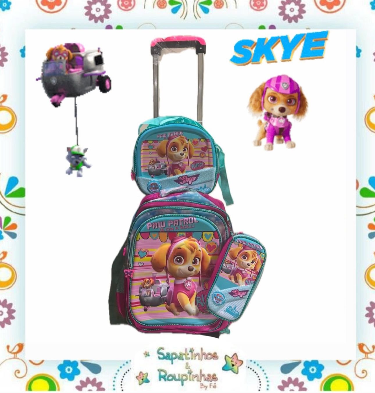 Kit 3 em 1 – Mochila de Rodinha + Lancheira + Estojo de Personagens - Imagem 7