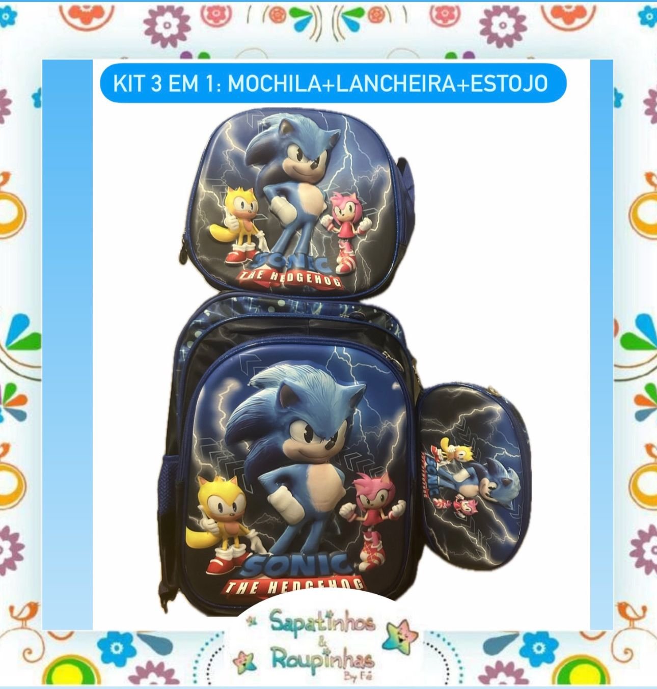 Kit 3 em 1 – Mochila de Rodinha + Lancheira + Estojo de Personagens - Imagem 18