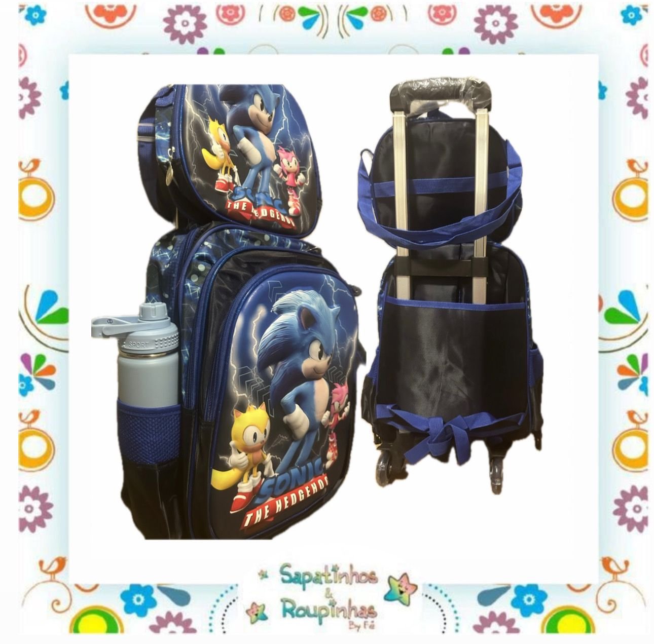 Kit 3 em 1 – Mochila de Rodinha + Lancheira + Estojo de Personagens - Imagem 19