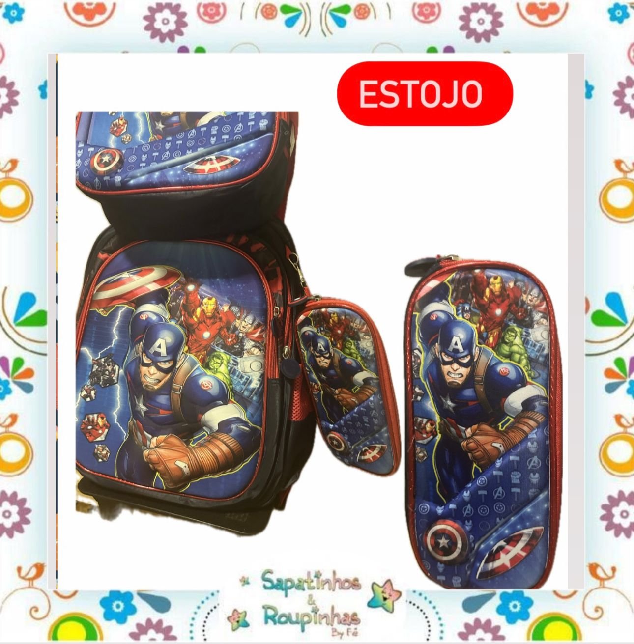 Kit 3 em 1 – Mochila de Rodinha + Lancheira + Estojo de Personagens - Imagem 32