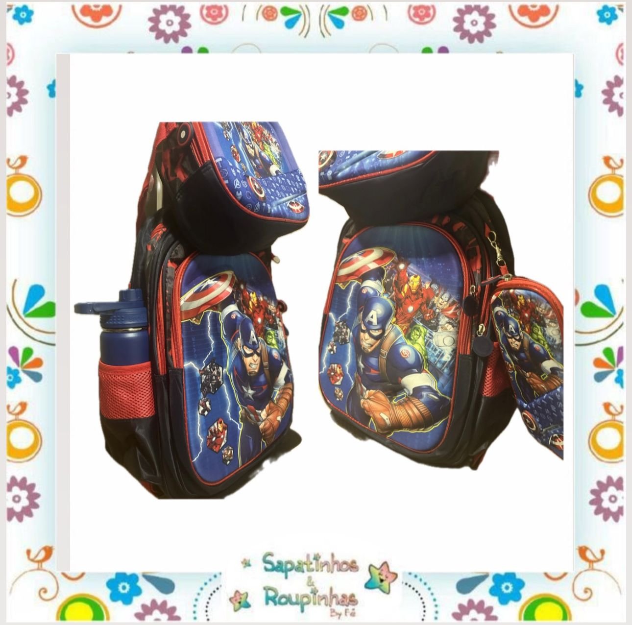 Kit 3 em 1 – Mochila de Rodinha + Lancheira + Estojo de Personagens - Imagem 30