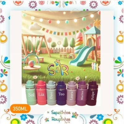 S&R - Garrafa Térmica 350ml sem Canudo com base de silicone personalizada