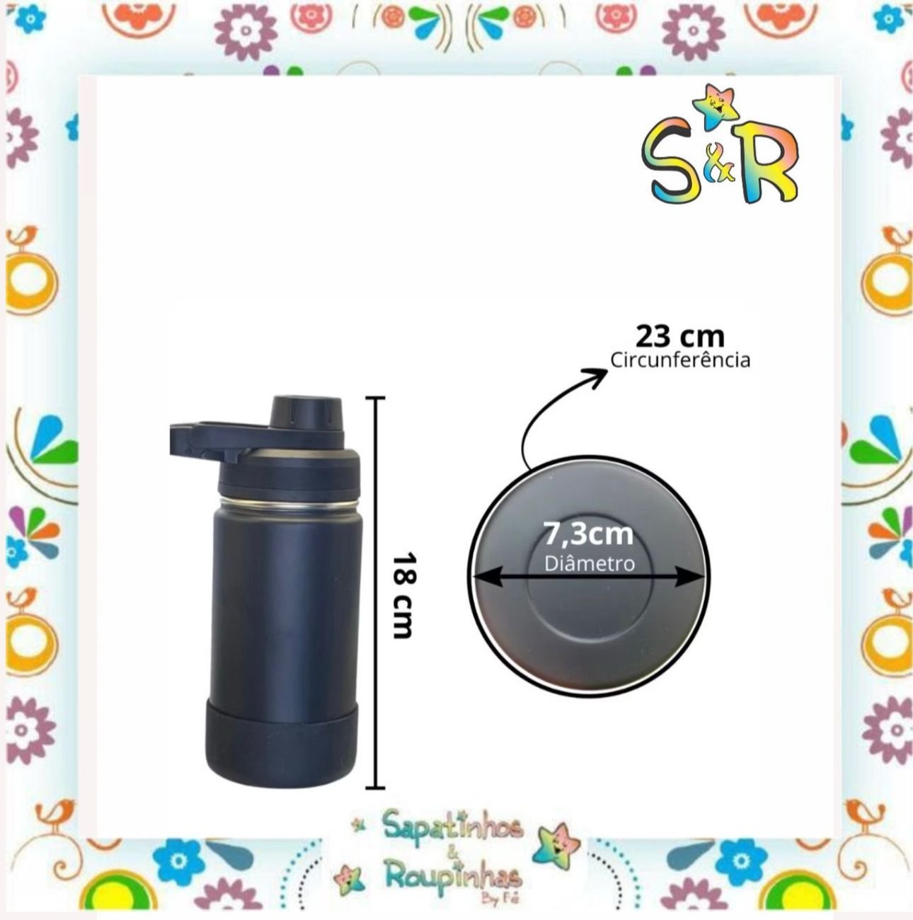 S&R - Garrafa Térmica 350ml sem Canudo com base de silicone personalizada - Imagem 2