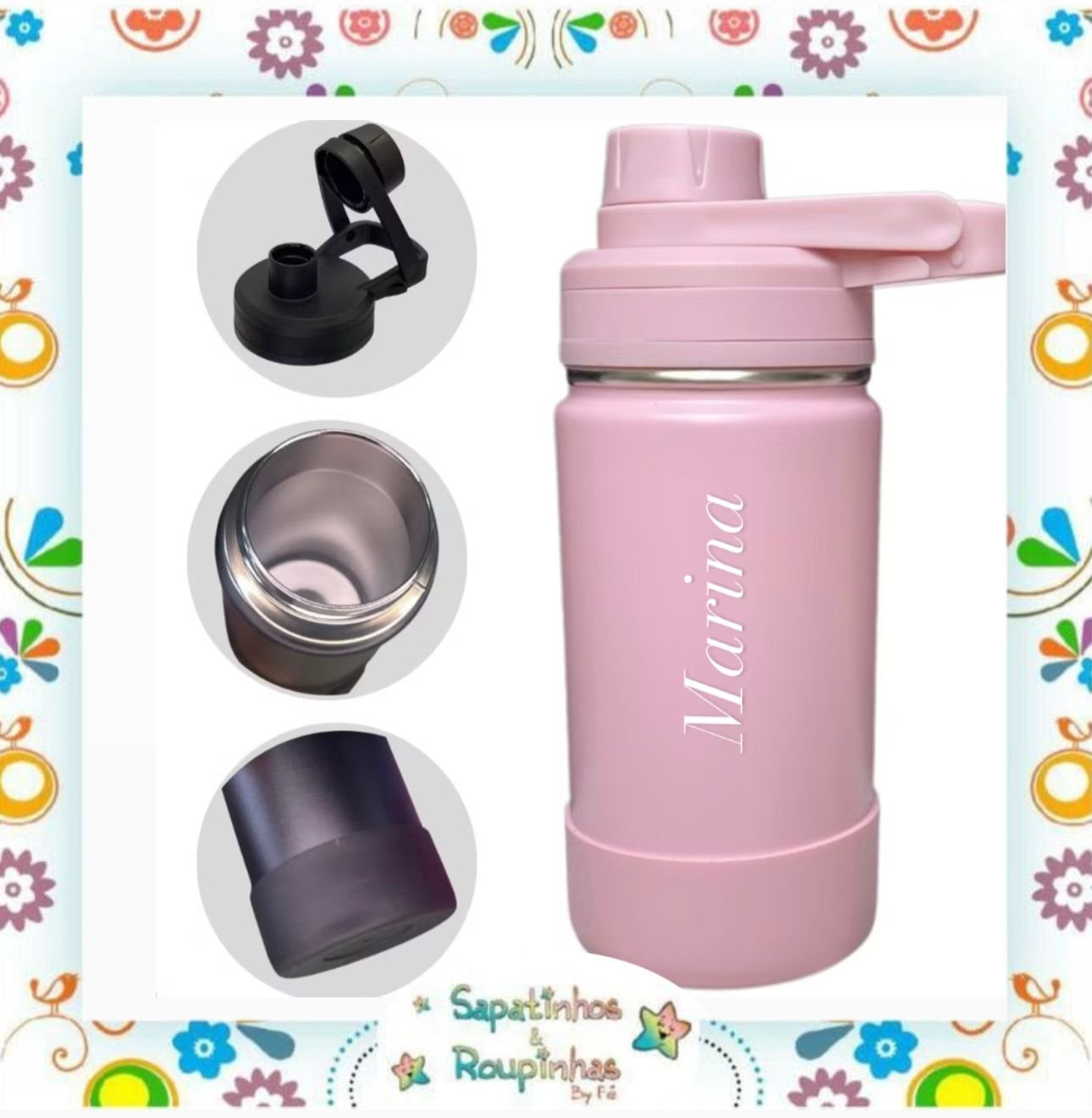 S&R - Garrafa Térmica 350ml sem Canudo com base de silicone personalizada - Imagem 8